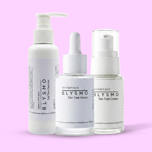 BLYSMO Acne Care Bundle – Tea Tree Cleanser, Serum & Cream | Complete Anti-Acne Skincare Set