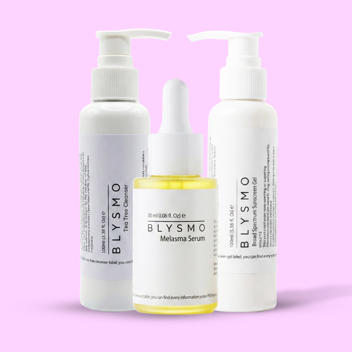 BLYSMO Hyperpigmentation Treatment Bundle – Melasma Serum, Tea Tree Cleanser & Sunscreen Gel