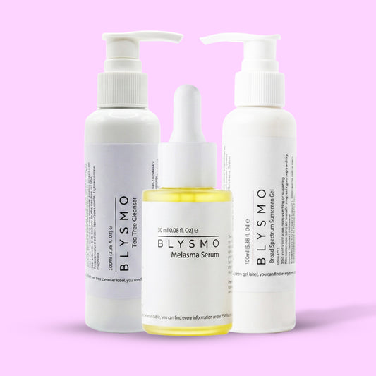 BLYSMO Hyperpigmentation Treatment Bundle – Melasma Serum, Tea Tree Cleanser & Sunscreen Gel