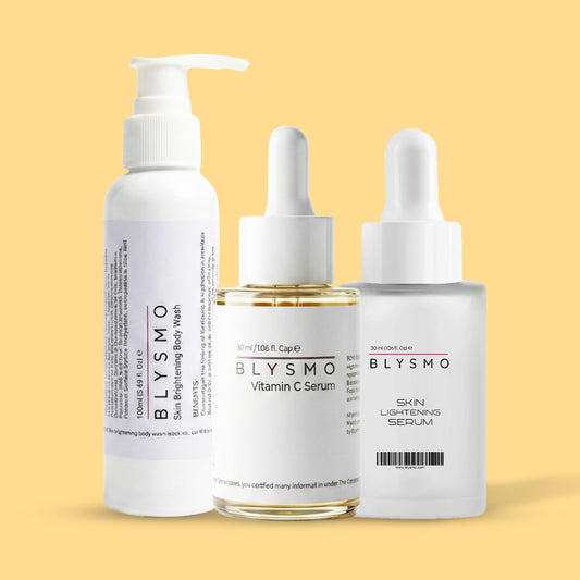 BLYSMO Whitening Glow Bundle – Skin Lightening Serum, Vitamin C Serum & Brightening Body Wash