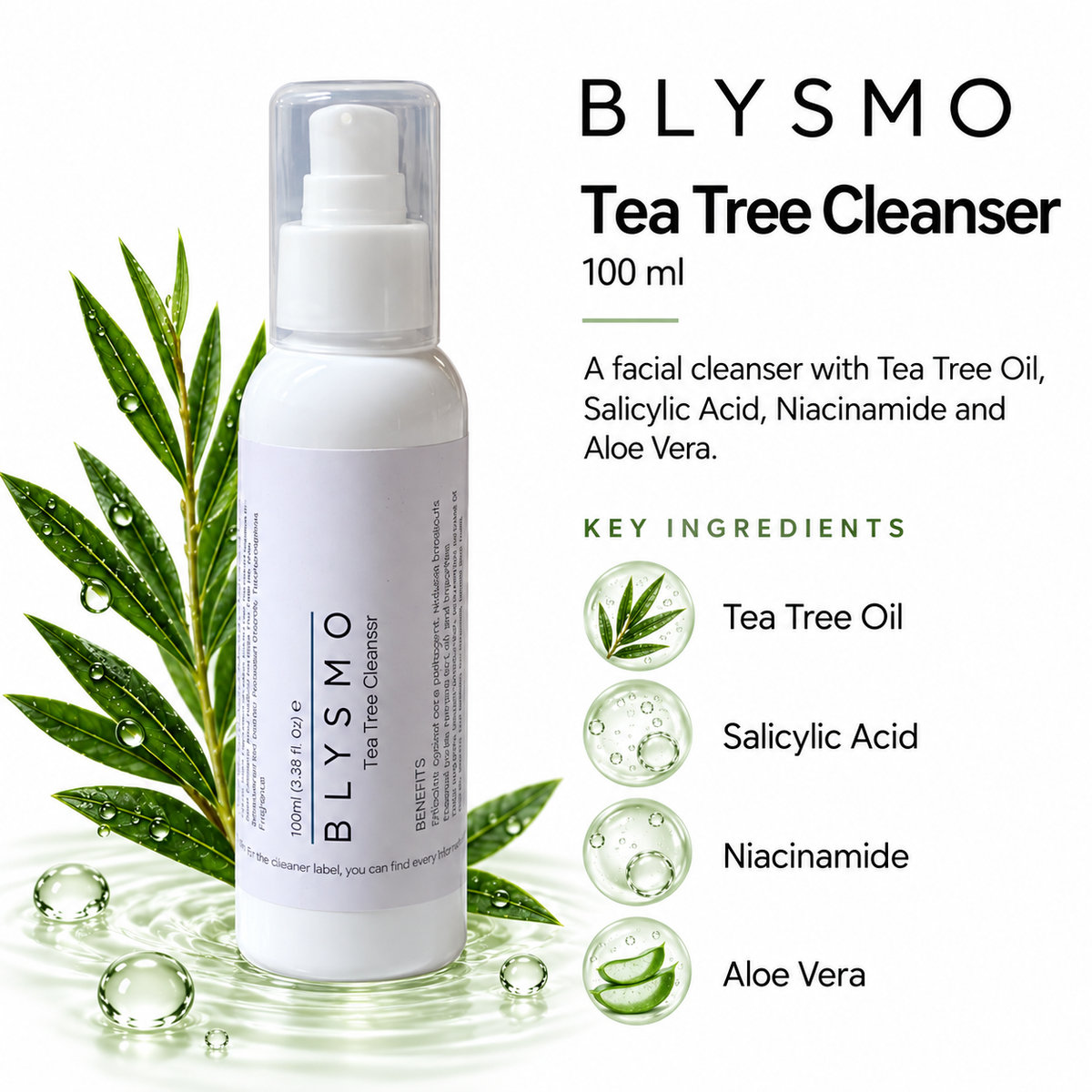 Blysmo Tea Tree Duo – Cleanser 100ml + Serum 30ml