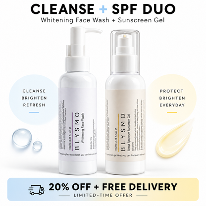 Blysmo Cleanse + SPF Duo – Whitening Face Wash & SPF 100 Sunscreen Gel
