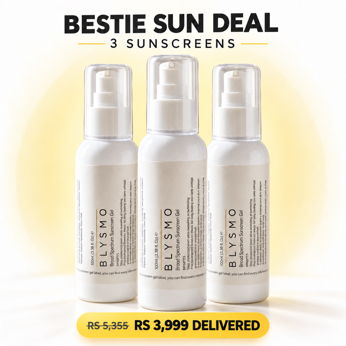Blysmo Bestie Sun Deal – 3× SPF 100 Sunscreen Gel 100ml