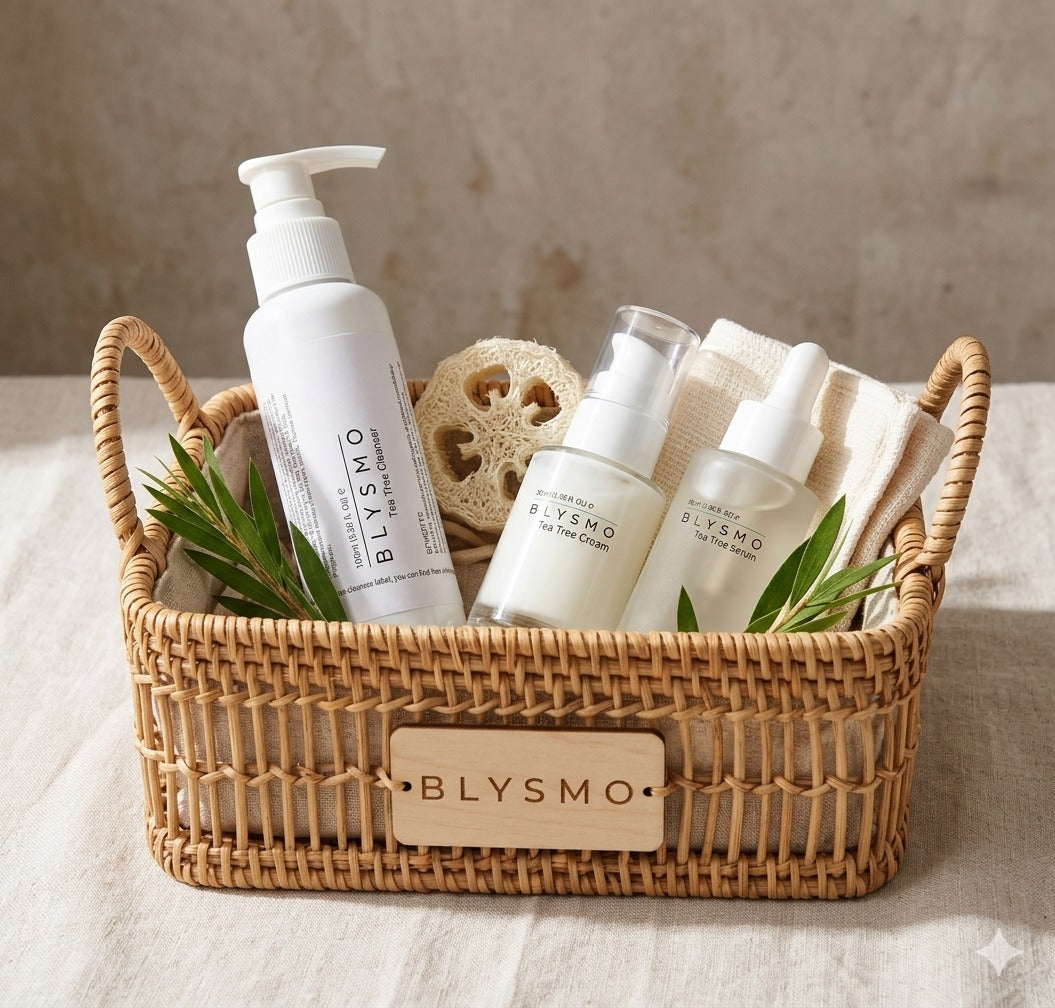 BLYSMO Acne Care Bundle – Tea Tree Cleanser, Serum & Cream | Complete Anti-Acne Skincare Set