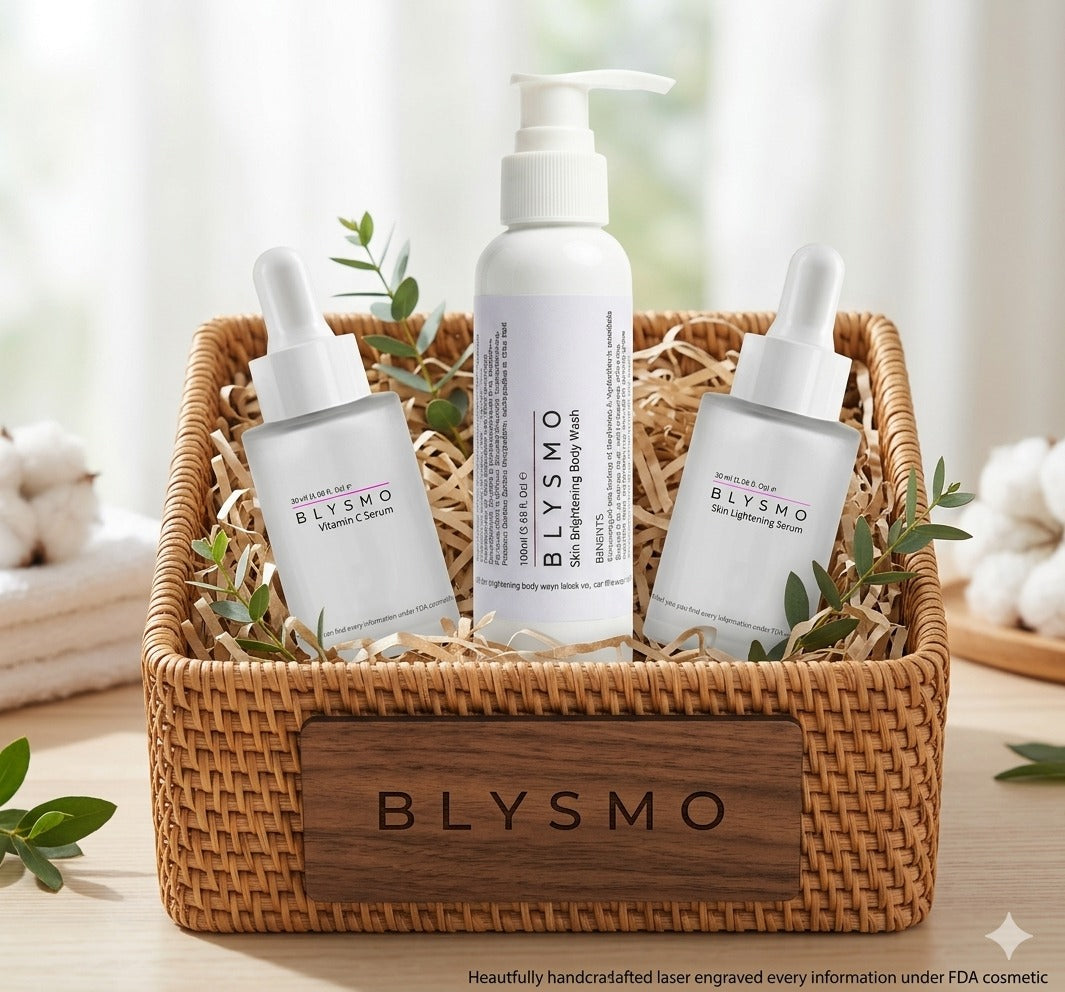 BLYSMO Whitening Glow Bundle – Skin Lightening Serum, Vitamin C Serum & Brightening Body Wash